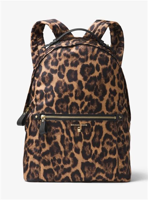 michael kors kelsey leopard pattern backpack women's red|MICHAEL Michael Kors Kelsey Large Leopard Print Nylon .